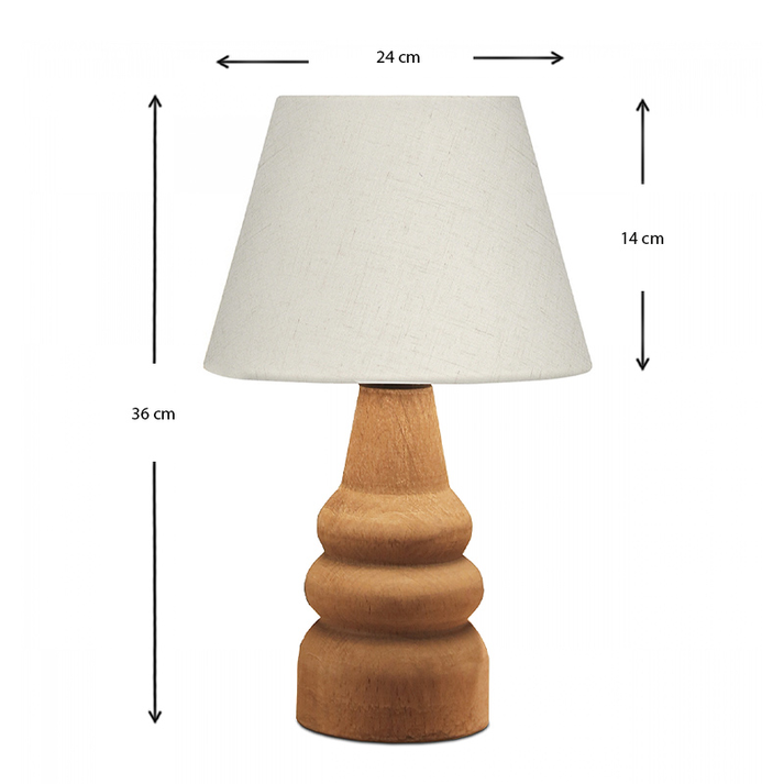 Φωτιστικό επιτραπέζιο Lary E27 υφασμάτινο - ξύλινο χρώμα κρεμ - καφέ Φ24x36εκ.