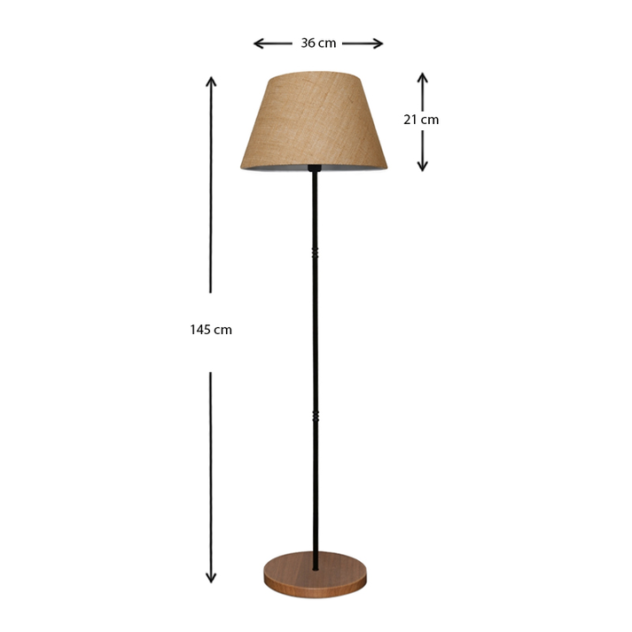 Φωτιστικό δαπέδου Percy E27 μεταλλικό - υφασμάτινο χρώμα μαύρο - καφέ Φ36x145εκ.