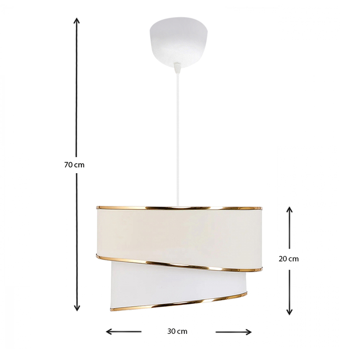 Φωτιστικό οροφής Fanny E27 υφασμάτινο μονόφωτο χρώμα λευκό - χρυσό Φ30x70εκ.