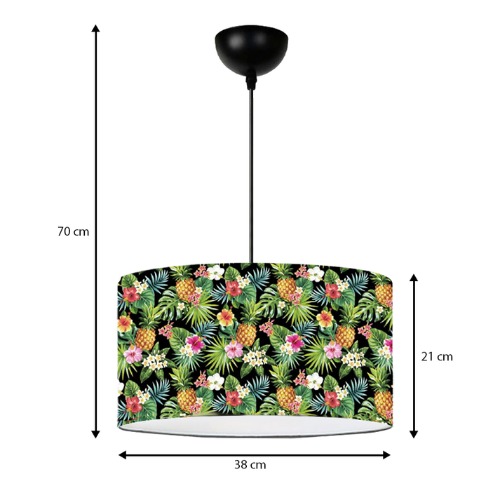 Φωτιστικό οροφής Alamea E27 υφασμάτινο μονόφωτο πολύχρωμο floral Φ38x70εκ.