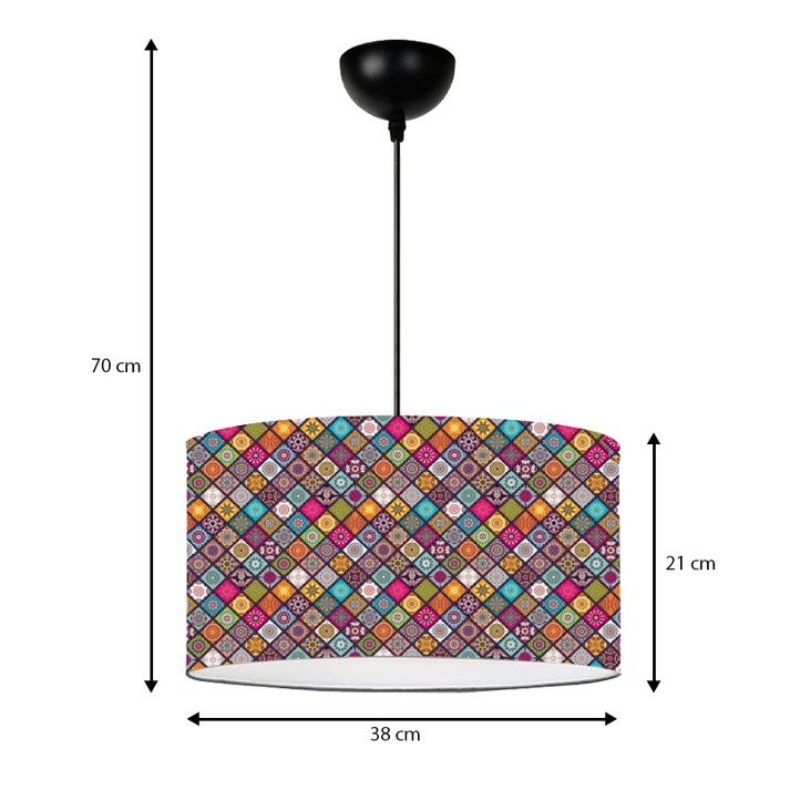Φωτιστικό οροφής Alamea E27 υφασμάτινο μονόφωτο πολύχρωμο Φ38x70εκ.