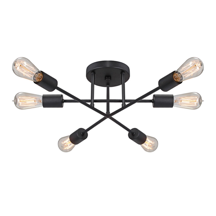 Φωτιστικό οροφής Helga E27 μεταλλικό εξάφωτο χρώμα μαύρο 50x12x20εκ.