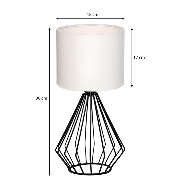 Φωτιστικό επιτραπέζιο Aldo E27 υφασμάτινο - μεταλλικό χρώμα λευκό - μαύρο Φ18x36εκ.