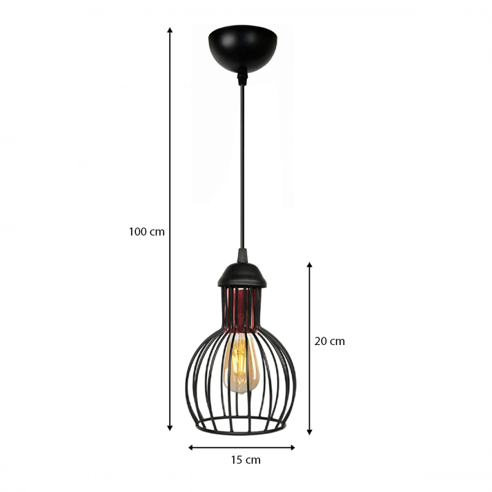 Φωτιστικό οροφής Manolia E27 μεταλλικό μονόφωτο χρώμα μαύρο Φ15x100εκ.