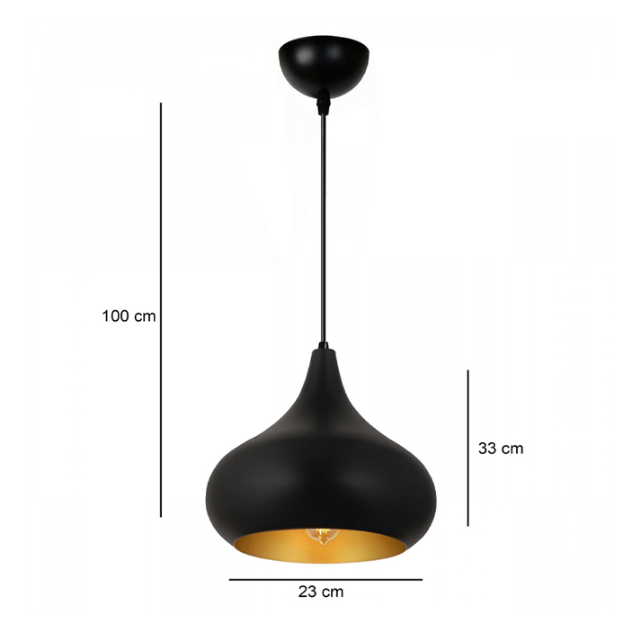 Φωτιστικό οροφής Meril E27 μεταλλικό μονόφωτο χρώμα μαύρο Ø33x100εκ.