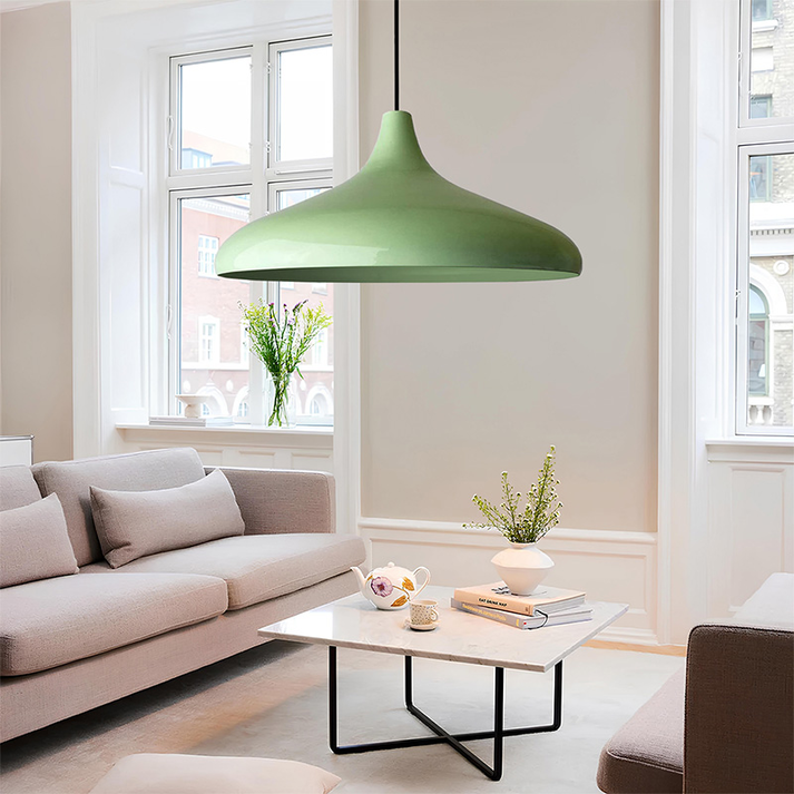 Φωτιστικό οροφής Lela E27 μεταλλικό μονόφωτο χρώμα μέντα Ø31x100εκ.