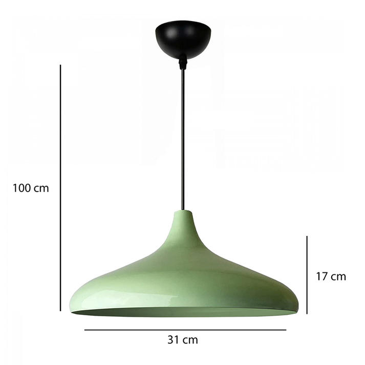 Φωτιστικό οροφής Lela E27 μεταλλικό μονόφωτο χρώμα μέντα Ø31x100εκ.