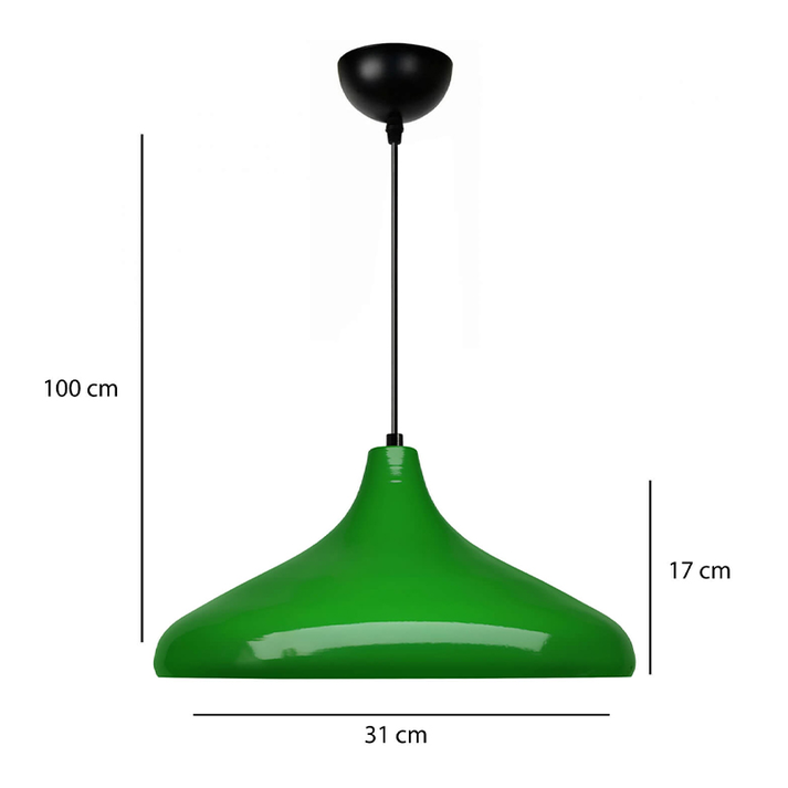 Φωτιστικό οροφής Lela E27 μεταλλικό μονόφωτο χρώμα πράσινο Ø31x100εκ.