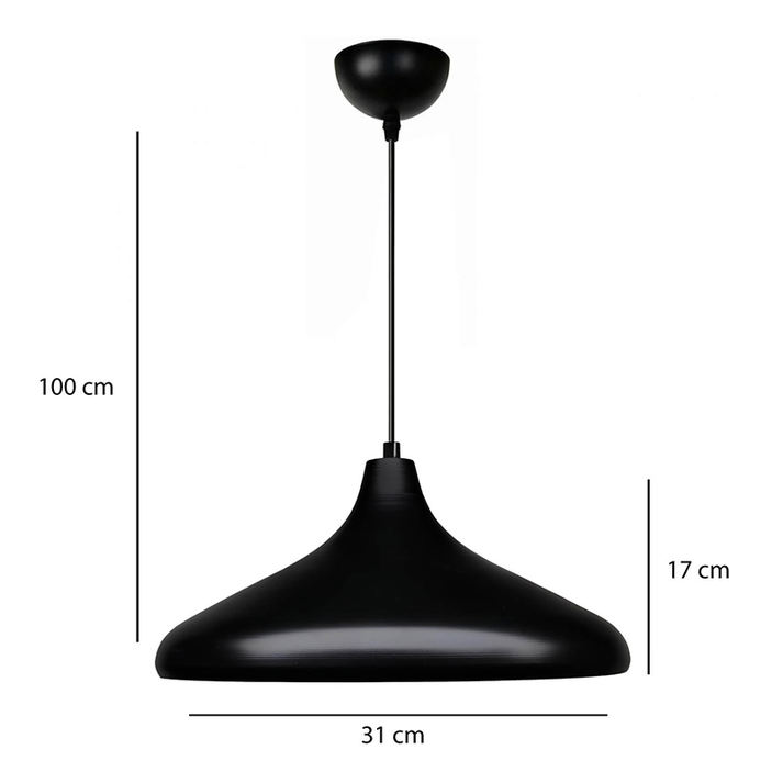 Φωτιστικό οροφής Lela E27 μεταλλικό μονόφωτο χρώμα μαύρο Ø31x100εκ.