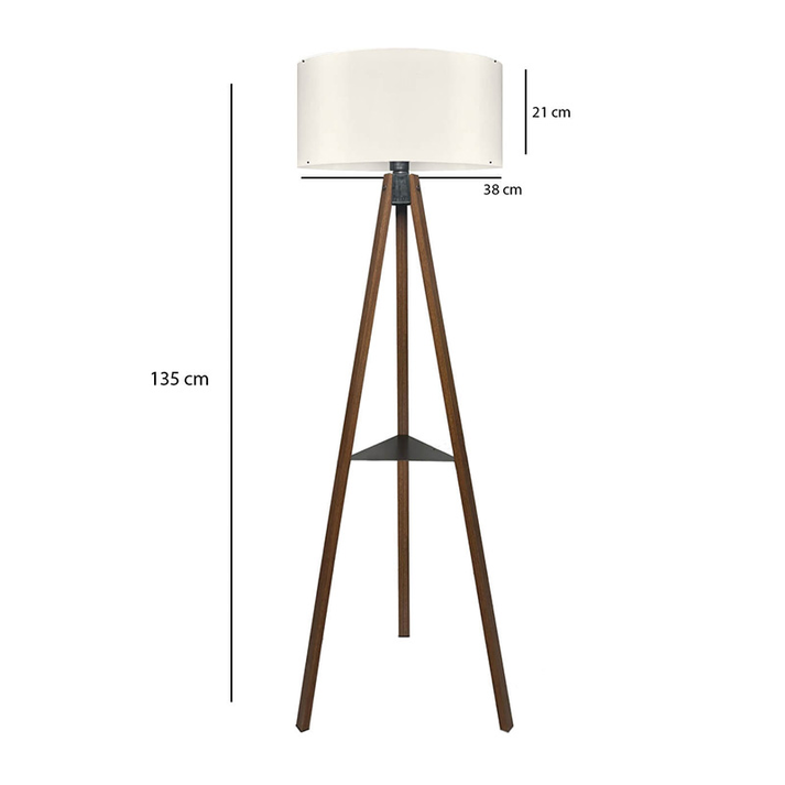 Φωτιστικό δαπέδου Thomas E27 Mdf/ύφασμα Pvc χρώμα καρυδί - κρεμ 38x38x135εκ.