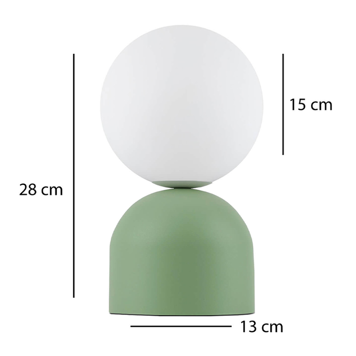 Φωτιστικό επιτραπέζιο Albus E14 μεταλλικό - γυάλινο χρώμα πράσινο - λευκό Ø13x28εκ.