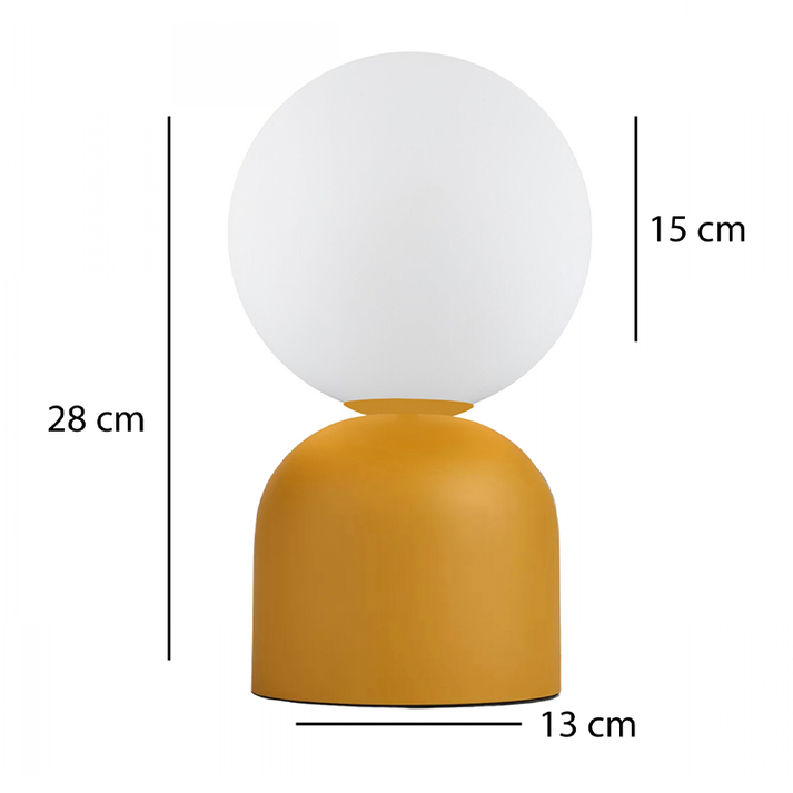 Φωτιστικό επιτραπέζιο Albus E14 μεταλλικό - γυάλινο χρώμα μουσταρδί - λευκό Ø13x28εκ.