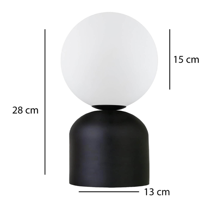 Φωτιστικό επιτραπέζιο Albus E14 μεταλλικό - γυάλινο χρώμα μαύρο - λευκό Ø13x28εκ.