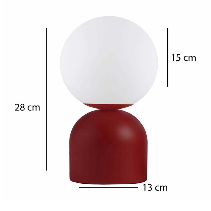 Φωτιστικό επιτραπέζιο Albus E14 μεταλλικό - γυάλινο χρώμα μπορντώ - λευκό Ø13x28εκ.