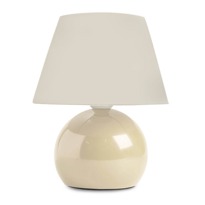 Φωτιστικό επιτραπέζιο Alaska E27 μεταλλικό - ύφασμα Pvc χρώμα κρεμ Ø22x30εκ.