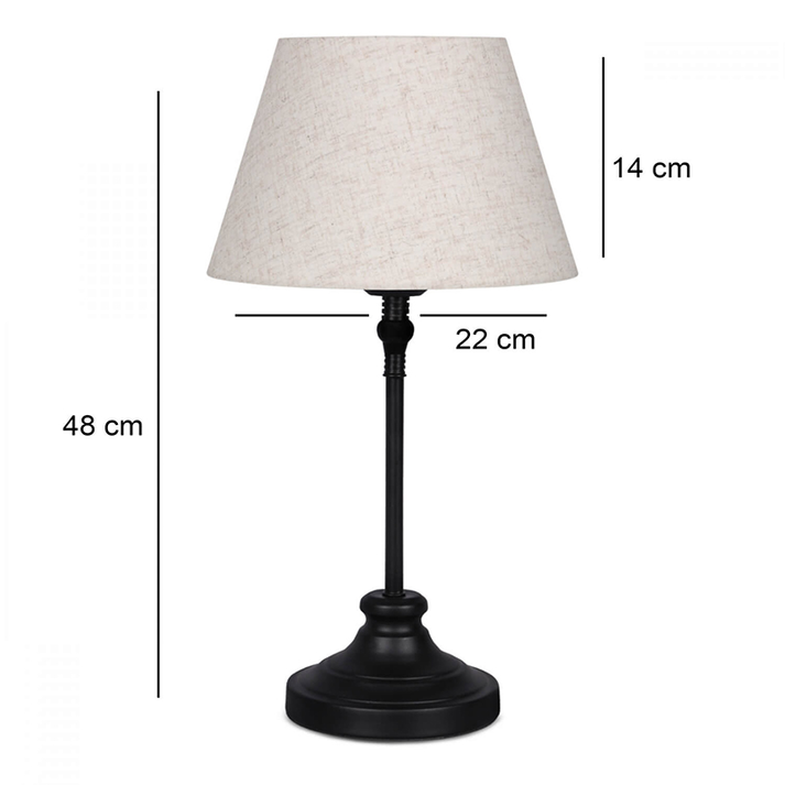 Φωτιστικό επιτραπέζιο Grace E27 μεταλλικό - ύφασμα Pvc χρώμα μαύρο - κρεμ Ø22x48εκ.