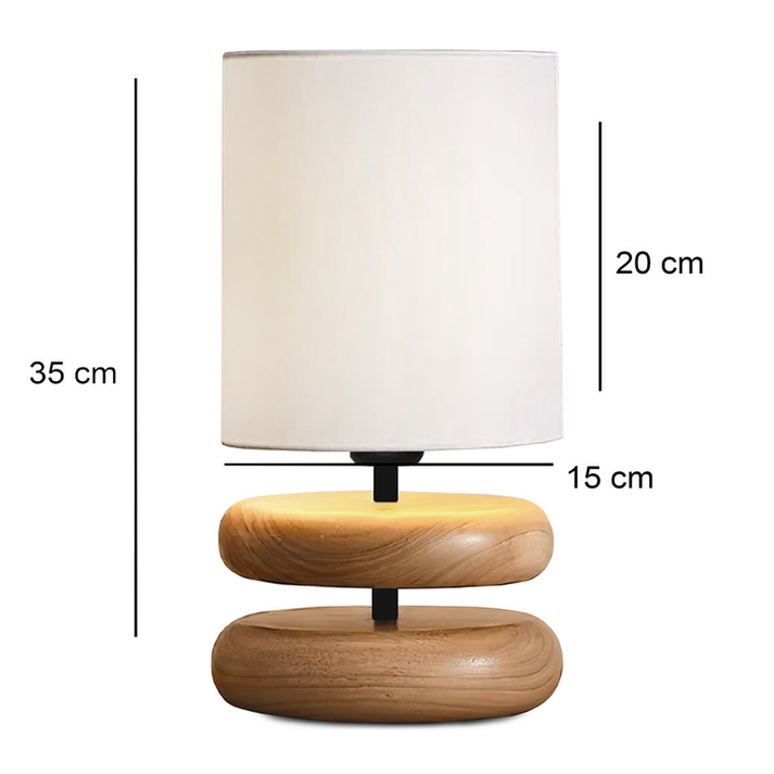 Φωτιστικό επιτραπέζιο Lucia E14 ξύλινο - ύφασμα Pvc χρώμα φυσικό - κρεμ Ø15x35εκ.