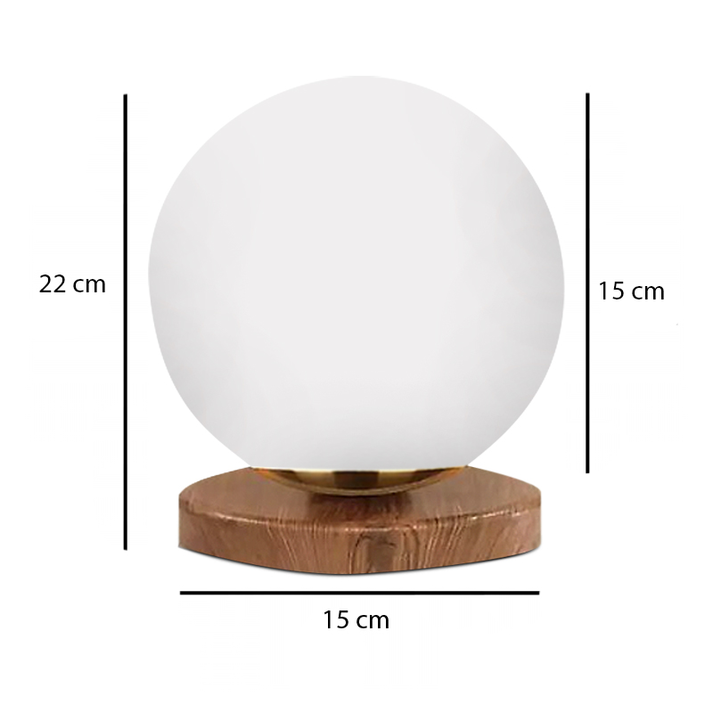 Φωτιστικό επιτραπέζιο Onda E27 ξύλινο -  γυάλινο χρώμα φυσικό - λευκό Ø15x22εκ.
