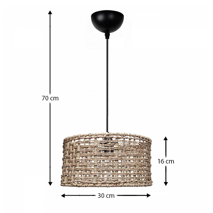 Φωτιστικό οροφής Montela E27 από σχοινί μονόφωτο χρώμα φυσικό Ø30x70εκ.