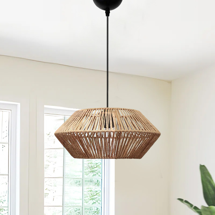 Φωτιστικό οροφής Castel E27 από σχοινί μονόφωτο χρώμα φυσικό Ø32x70εκ.