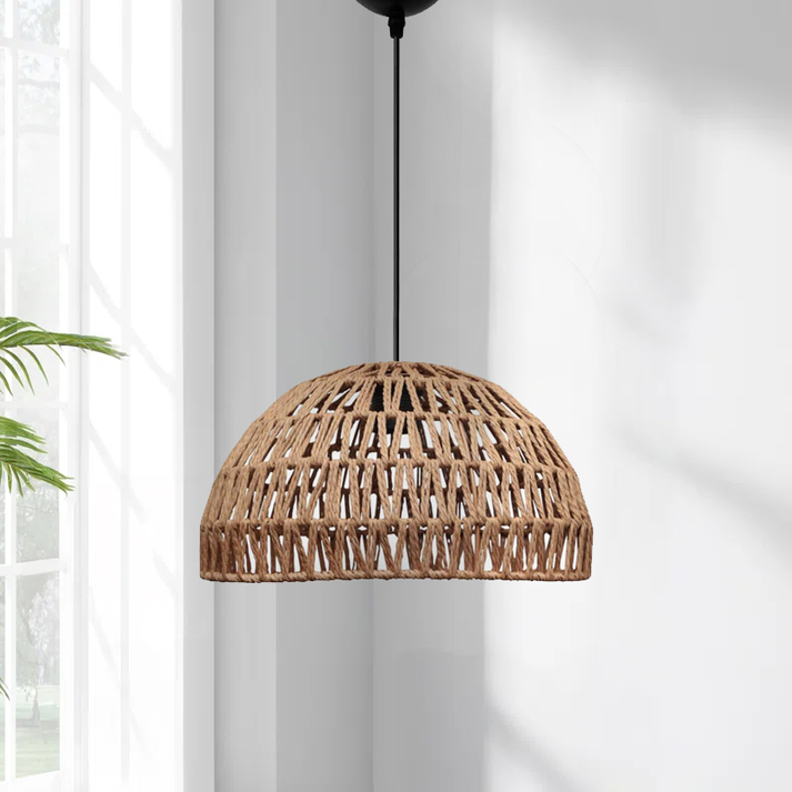 Φωτιστικό οροφής Karon E27 από σχοινί μονόφωτο χρώμα φυσικό Ø29x70εκ.