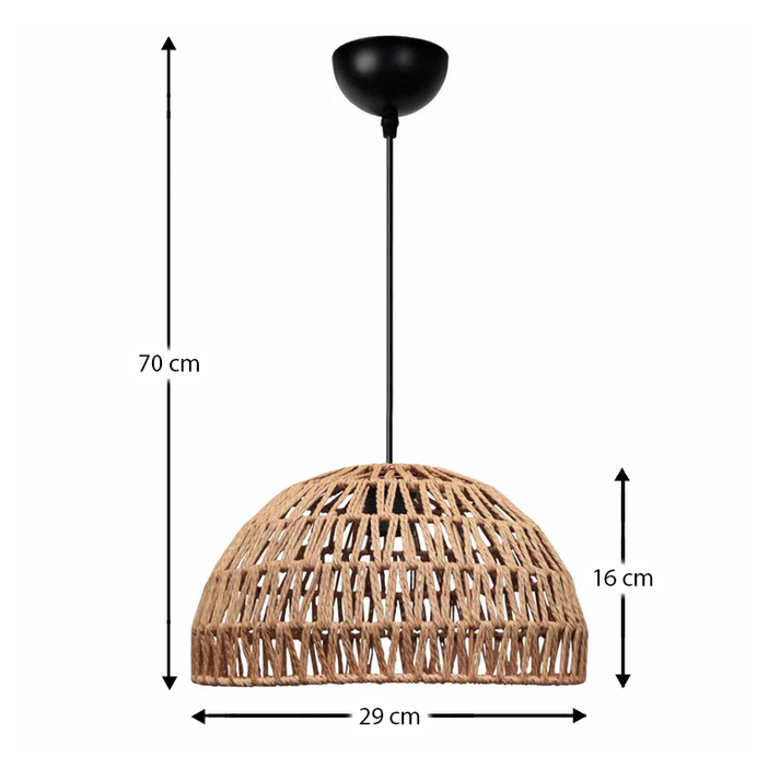 Φωτιστικό οροφής Karon E27 από σχοινί μονόφωτο χρώμα φυσικό Ø29x70εκ.
