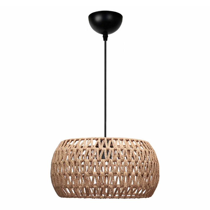 Φωτιστικό οροφής Miranda E27 από σχοινί μονόφωτο χρώμα φυσικό Ø30x70εκ.