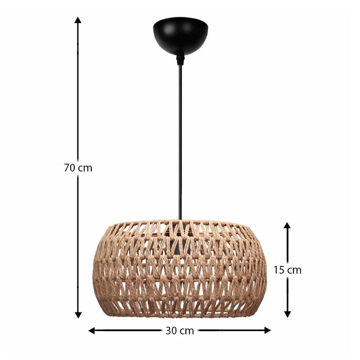 Φωτιστικό οροφής Miranda E27 από σχοινί μονόφωτο χρώμα φυσικό Ø30x70εκ.