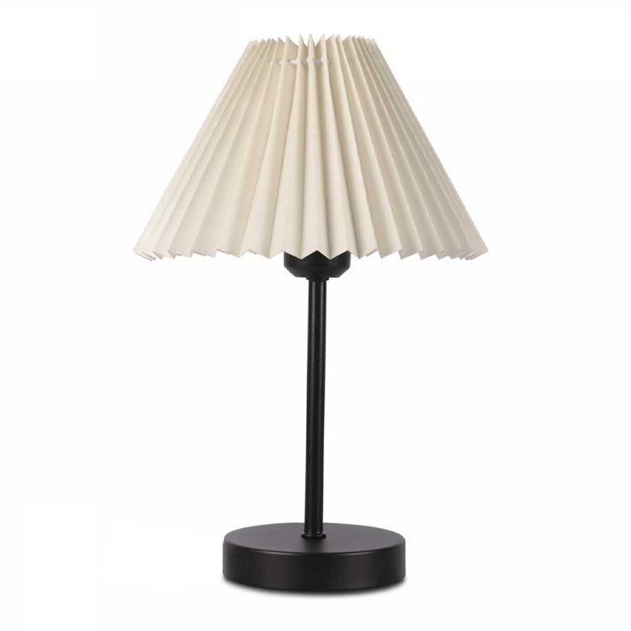 Φωτιστικό επιτραπέζιο Floi E27 μεταλλικό - ύφασμα Pvc χρώμα κρεμ Ø22x36εκ.