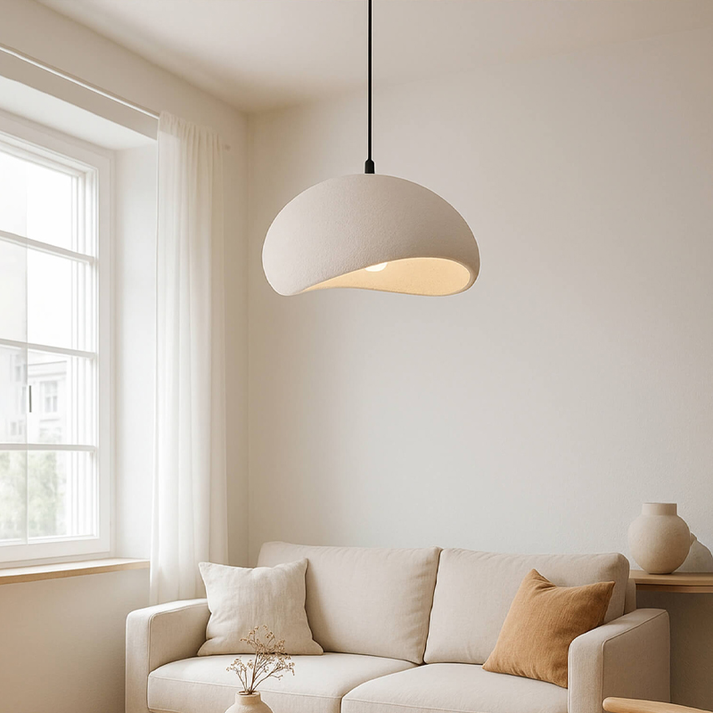 Φωτιστικό οροφής Riven E27 polyester μονόφωτο χρώμα κρεμ Ø35x80εκ.