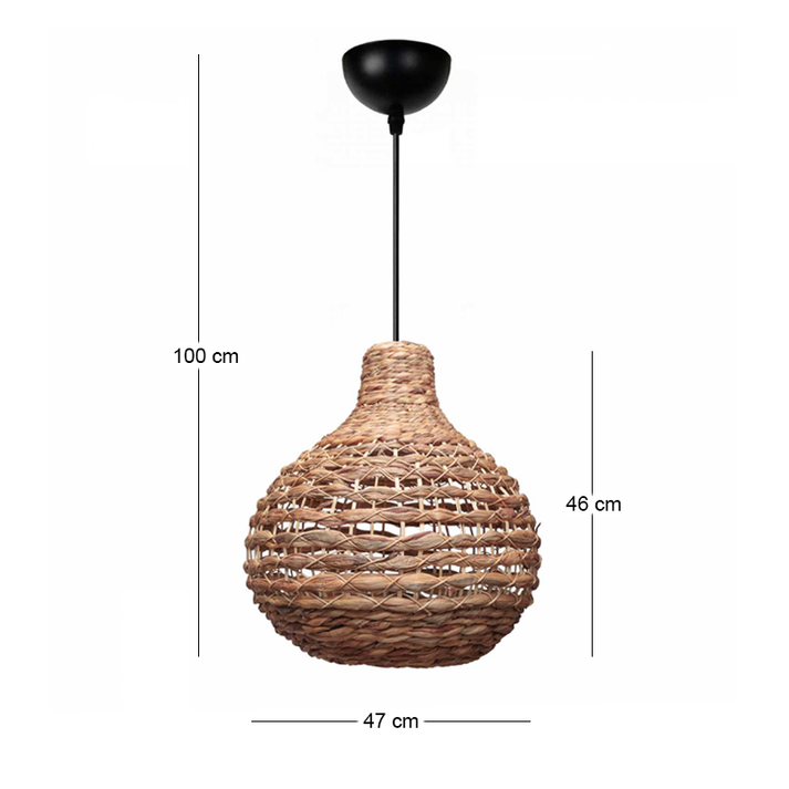 Φωτιστικό οροφής Faya E27 wicker μονόφωτο χρώμα φυσικό Ø46x100εκ.