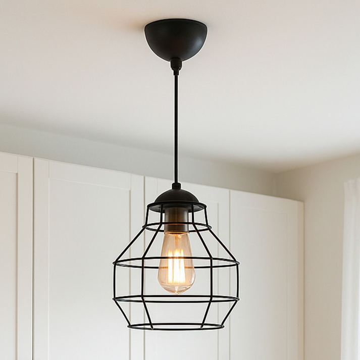 Φωτιστικό οροφής Rilo E27 μεταλλικό μονόφωτο χρώμα μαύρο Ø16x100εκ.