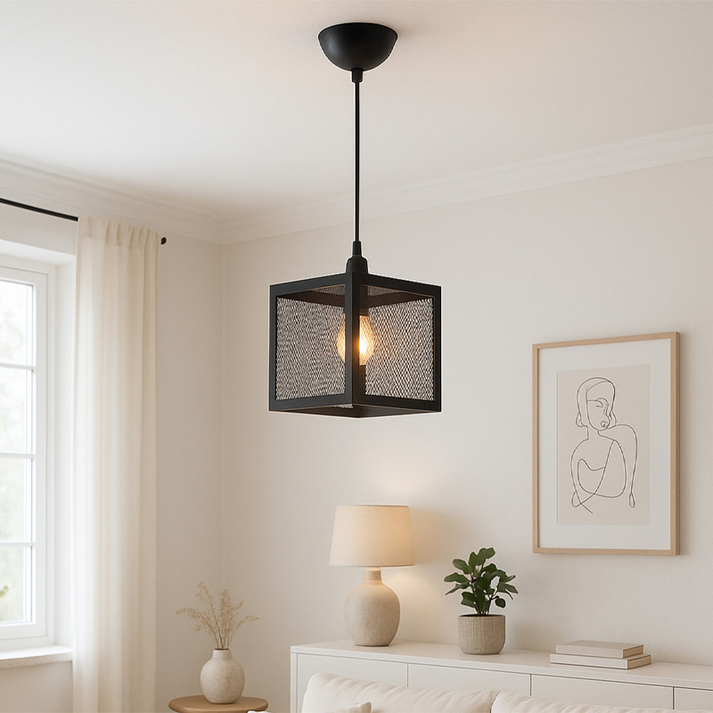 Φωτιστικό οροφής Kivo E27 μεταλλικό μονόφωτο χρώμα μαύρο 16x16x120εκ.