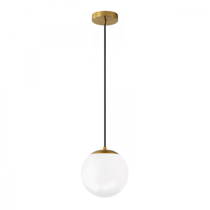 Φωτιστικό οροφής Lumi E27 γυάλινο μονόφωτο χρώμα χρυσό - λευκό Ø15x120εκ.