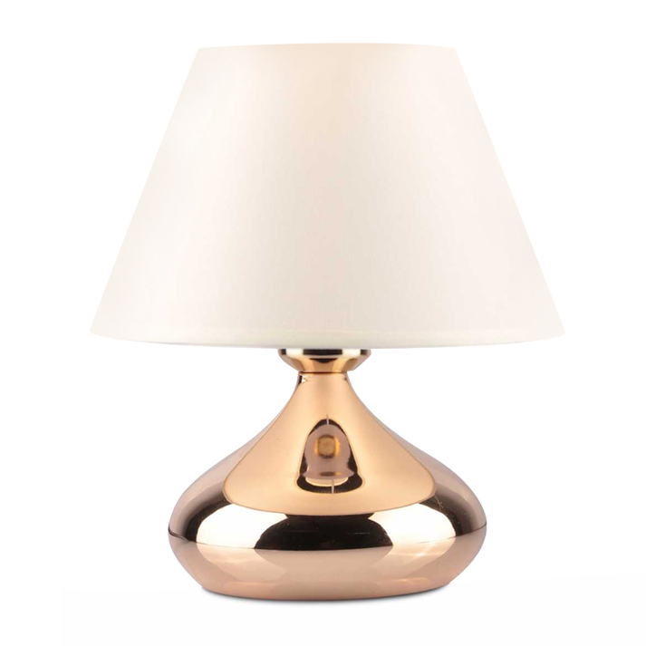 Φωτιστικό επιτραπέζιο Luvia E27 μεταλλικό - ύφασμα Pvc χρώμα χρυσό - κρεμ Ø22x25εκ.