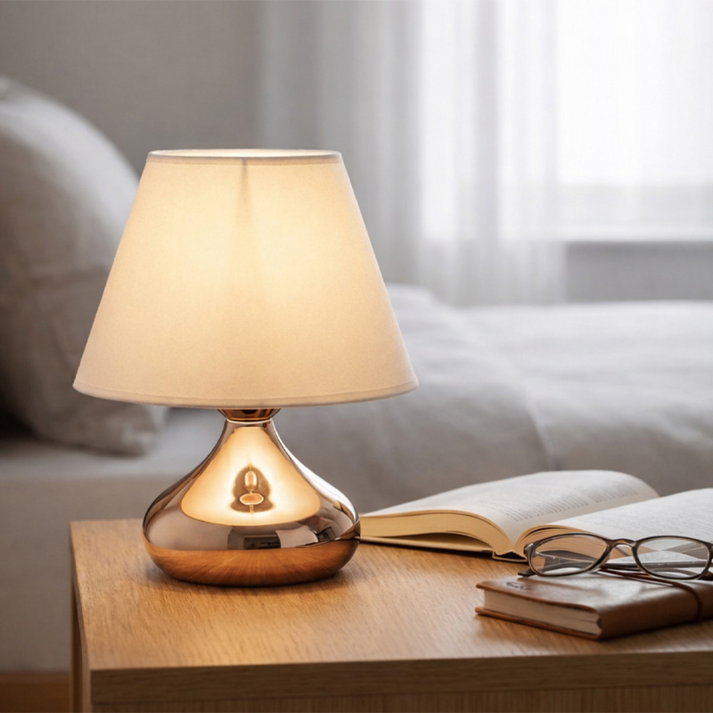 Φωτιστικό επιτραπέζιο Luvia E27 μεταλλικό - ύφασμα Pvc χρώμα χρυσό - κρεμ Ø22x25εκ.