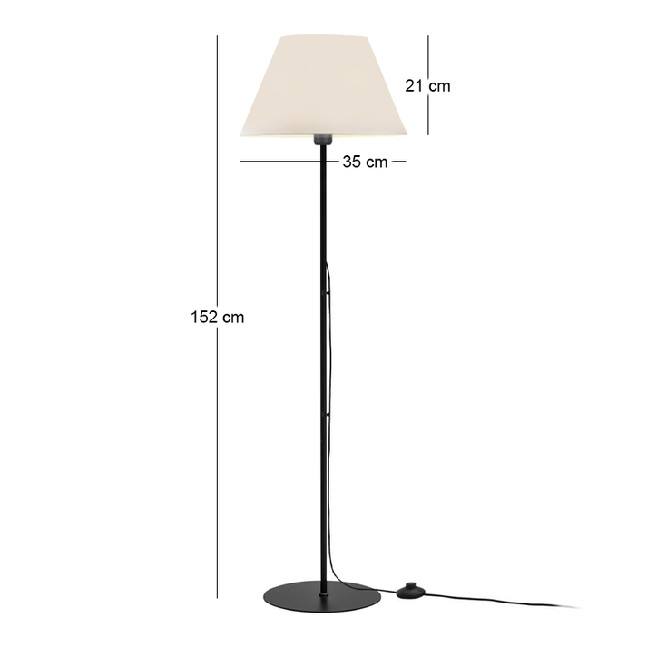 Φωτιστικό δαπέδου Vilo E27 μεταλλικό - ύφασμα Pvc χρώμα μαύρο - λευκό Ø35x152εκ.