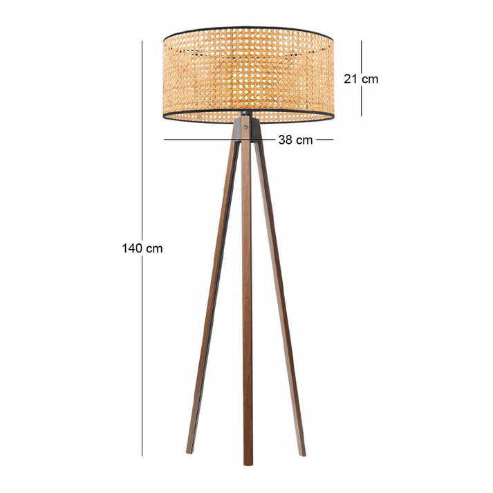 Φωτιστικό δαπέδου Rivo E27 ξύλινο - ρατάν χρώμα φυσικό Ø38x140εκ.