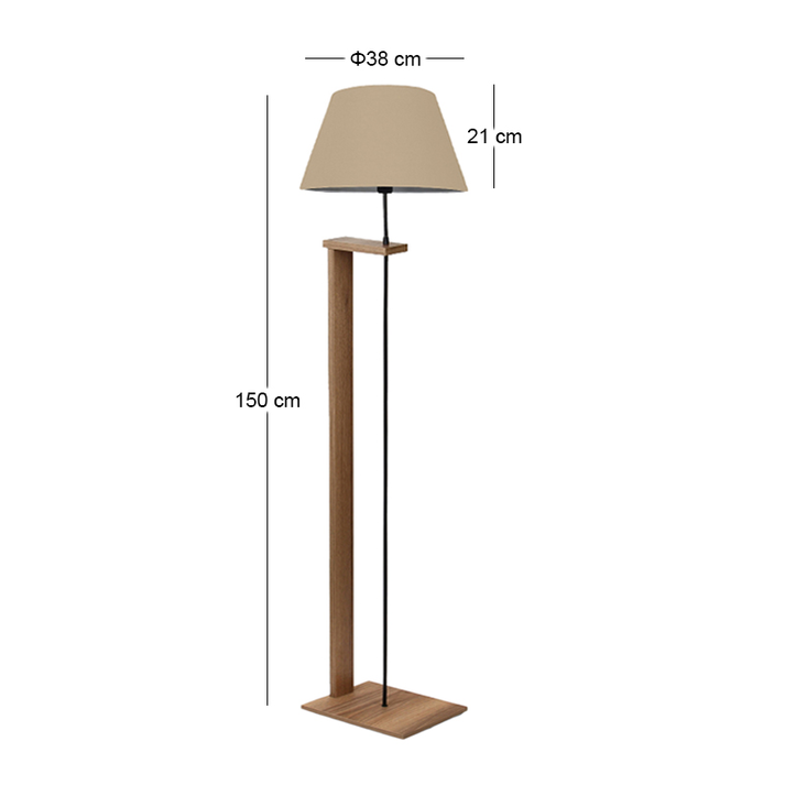 Φωτιστικό δαπέδου Moris MDF - ύφασμα PVC χρώμα καρυδί - μπεζ Φ38x150εκ.