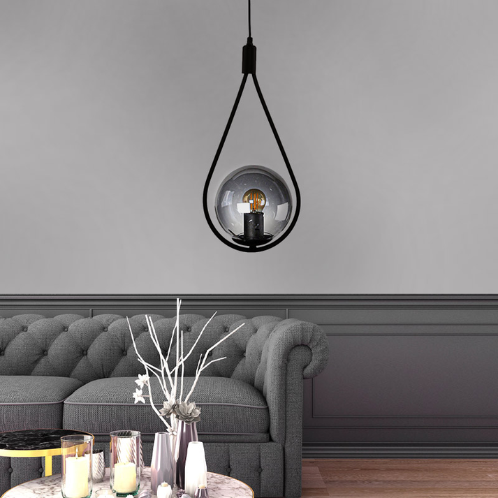 Φωτιστικό οροφής Shemesh E27 μεταλλικό μονόφωτο χρώμα μαύρο 20x20x85εκ.