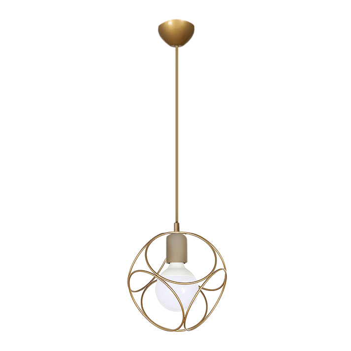 Φωτιστικό οροφής Lusita E27 μεταλλικό μονόφωτο χρώμα χρυσό 20x20x70εκ.