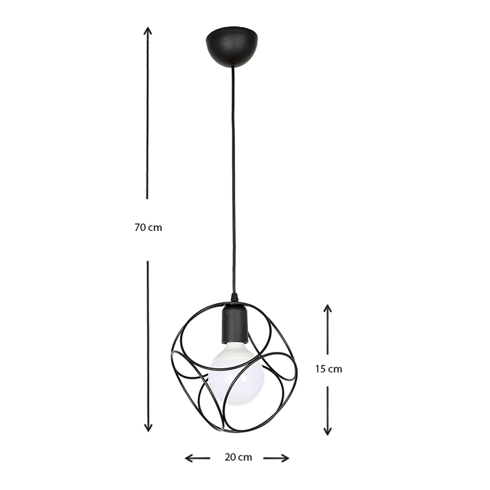 Φωτιστικό οροφής Lusita E27 μεταλλικό μονόφωτο χρώμα μαύρο 20x20x70εκ.
