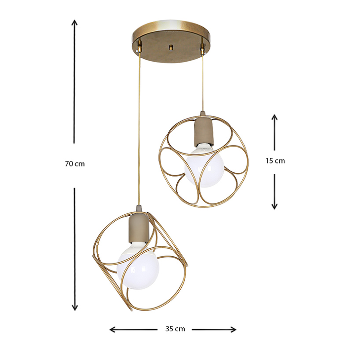 Φωτιστικό οροφής Lusita E27 μεταλλικό δίφωτο χρώμα χρυσό 35x35x70εκ.