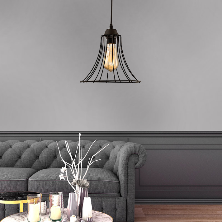 Φωτιστικό οροφής Gerel E27 μεταλλικό μονόφωτο χρώμα μαύρο 24x24x70εκ.