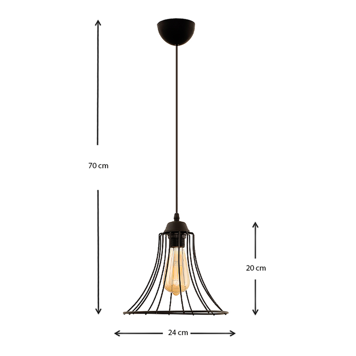 Φωτιστικό οροφής Gerel E27 μεταλλικό μονόφωτο χρώμα μαύρο 24x24x70εκ.