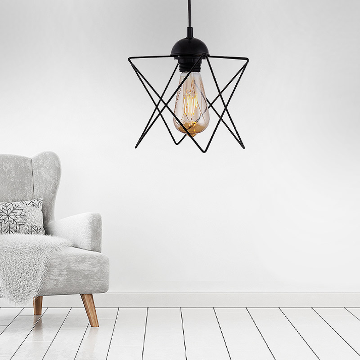 Φωτιστικό οροφής Faven E27 μεταλλικό μονόφωτο χρώμα μαύρο 17x17x70εκ.