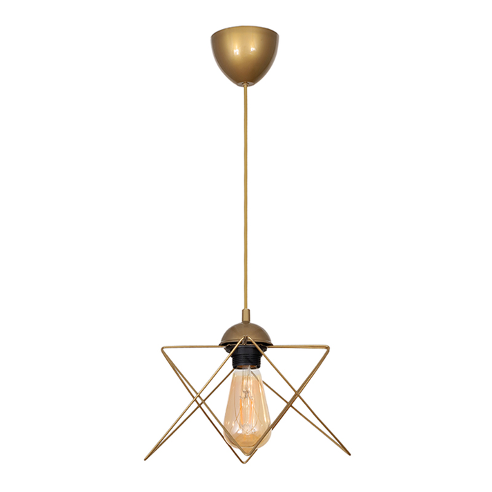 Φωτιστικό οροφής Faven E27 μεταλλικό μονόφωτο χρώμα χρυσό 17x17x70εκ.