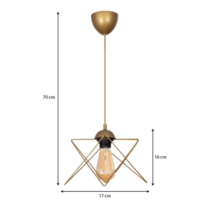 Φωτιστικό οροφής Faven E27 μεταλλικό μονόφωτο χρώμα χρυσό 17x17x70εκ.