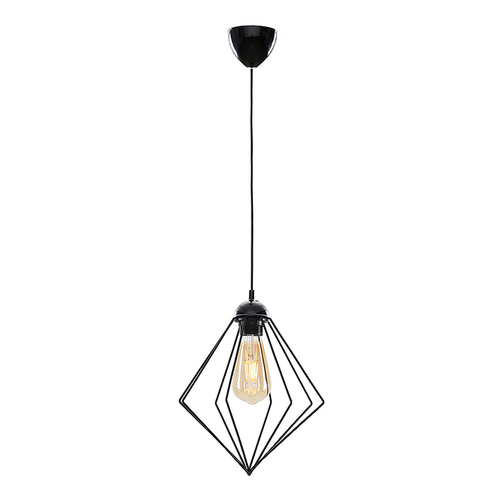 Φωτιστικό οροφής Nura E27 μεταλλικό μονόφωτο χρώμα μαύρο 24x24x72εκ.