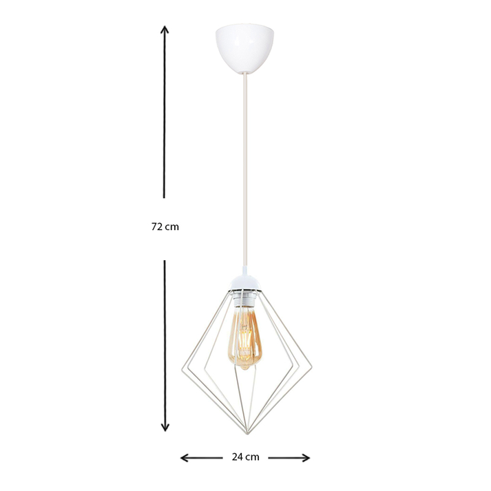 Φωτιστικό οροφής Nura E27 μεταλλικό μονόφωτο χρώμα λευκό 24x24x72εκ.